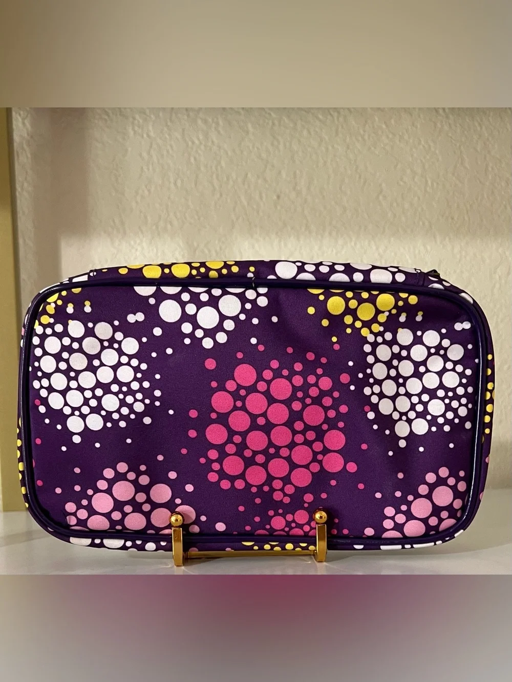 Stephanie Johnson Pink and Purple Dot Travel Cosmetic Case with Detachable Pouch